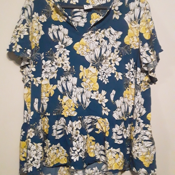 d/c Jean's Women's Plus Size Floral Vneck Blouse - Picture 4 of 12